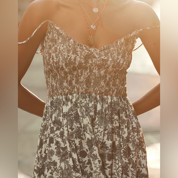 Free People Sweet Nothings Smocked Floral Gauze Midi Dress - Picture 2 of 6